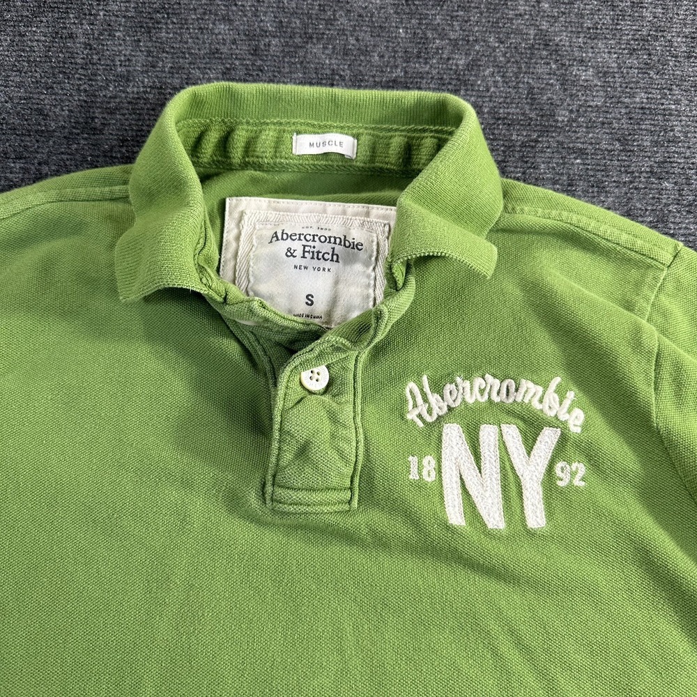 Vintage Abercrombie NY 1892 Green Polo Shirt Short Sleeve Men's Small Y2K Retro